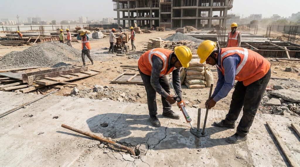 Anchoring rebar into old concrete - You need starter bars in concrete that has already hardened.