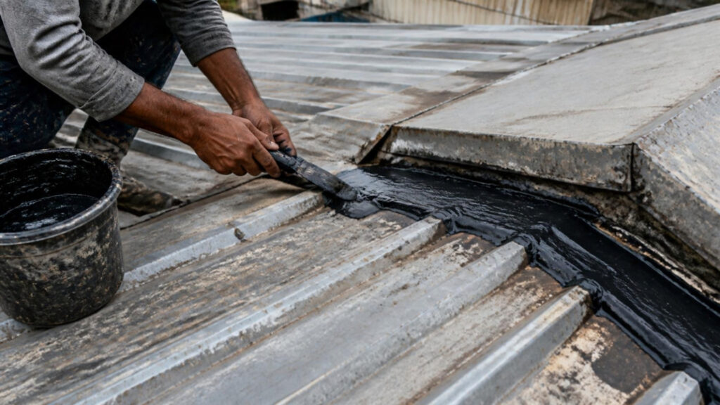 Metal roof leaking at the laps - The factory roof drips at the sheet laps.